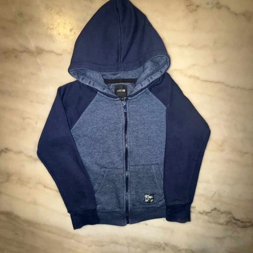 Joe's Kids Boys Colorblock Raglan Sleeve Zip Hoodie Sweatshirt Navy size 6